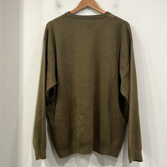 Vintage AEFFE Wool Blend Crewneck Sweater army green geo pattern knit size XL - Picture 6 of 11
